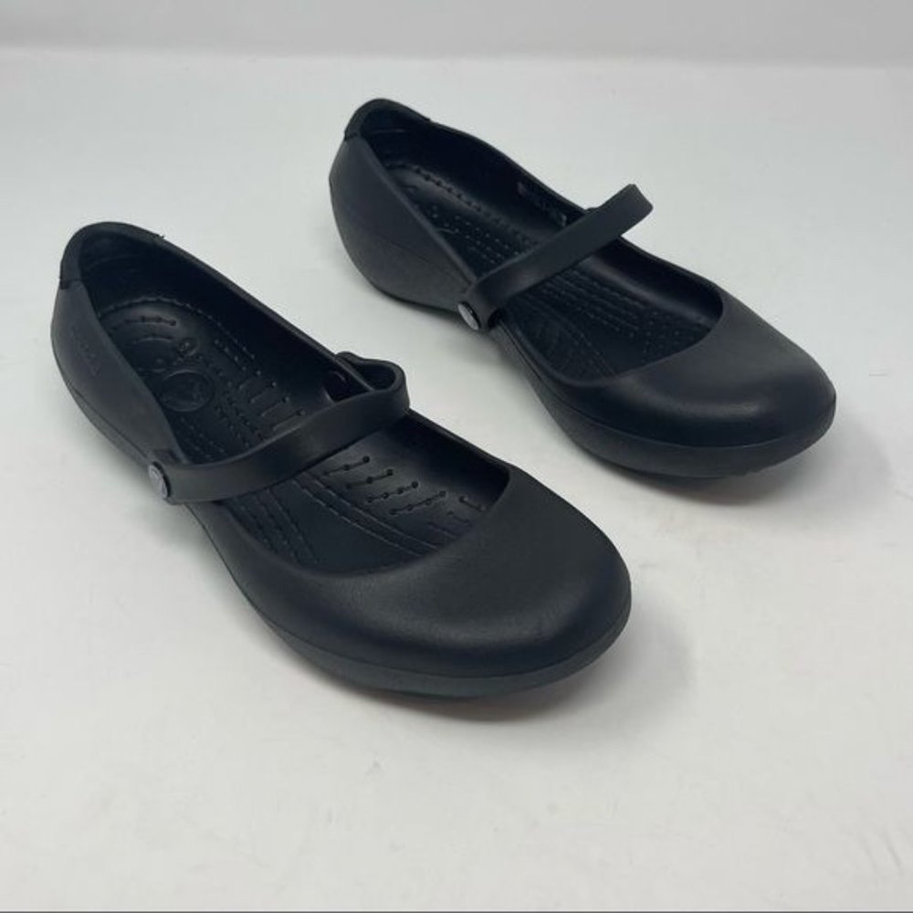 Crocs At Work Alice Mary Jane Flats Slip Resistant Comfort Shoes Size 6